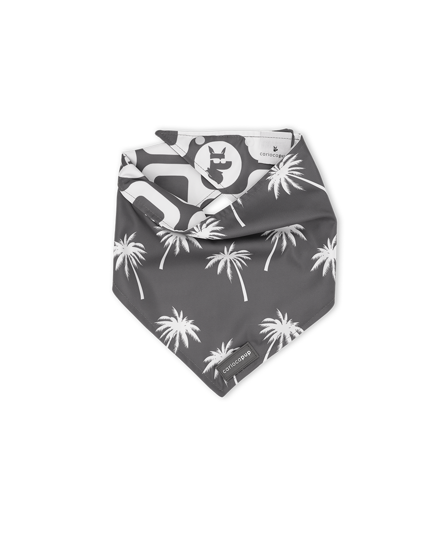 Bandana Pet Dupla Face Palm Trees Cinza da CariocaPup