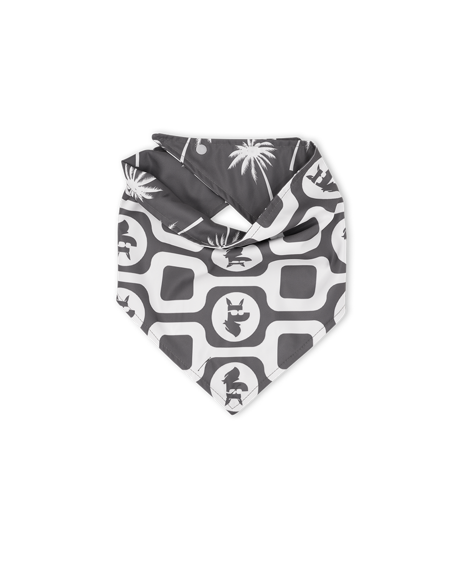Bandana Pet Dupla Face Palm Trees Cinza da CariocaPup