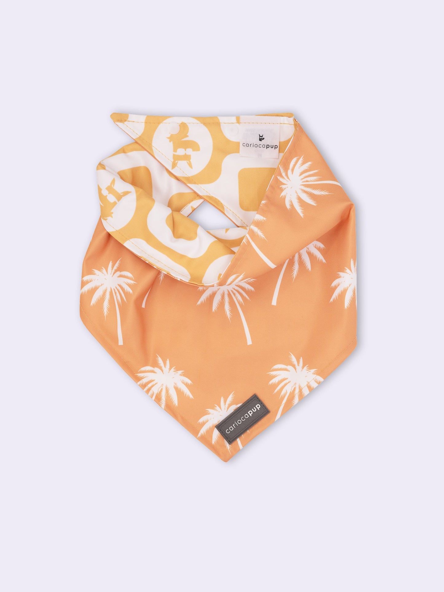 Bandana Pet Dupla Face Palm Trees Laranja da CariocaPup