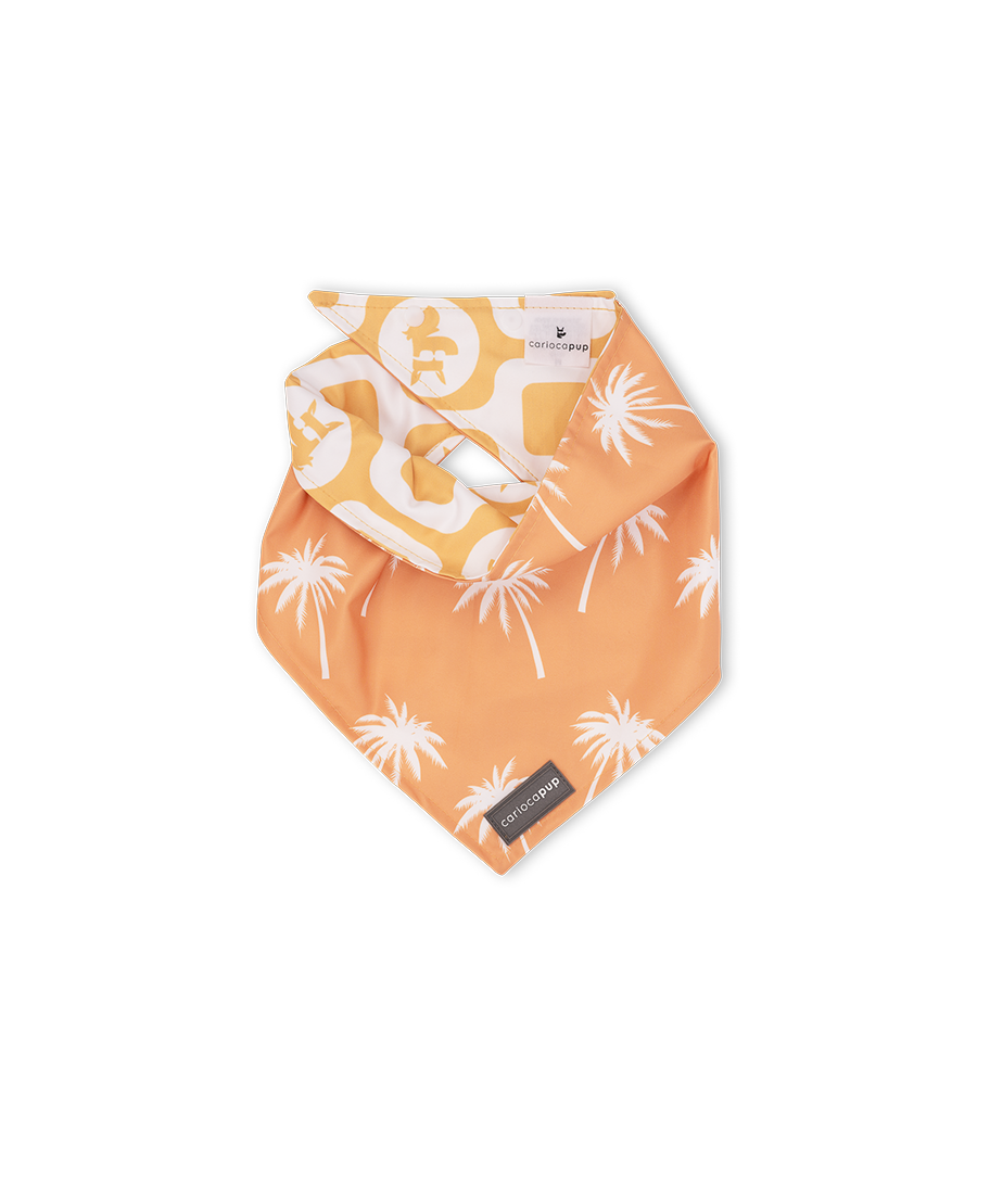 Bandana Pet Dupla Face Palm Trees Laranja da CariocaPup