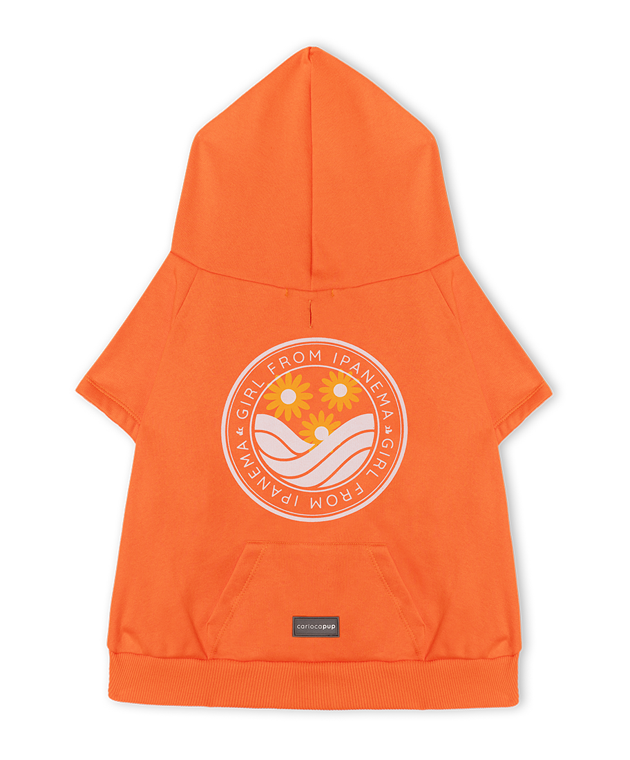 Moletom Hoodie Pet Selo Girl From Ipanema Laranja da CariocaPup
